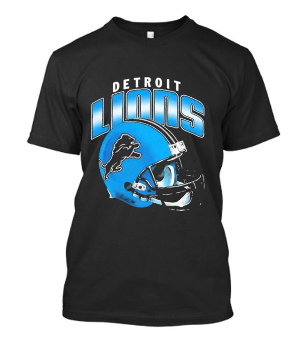 Detroit Lions Blue Gradient Helmet Football T-Shirt