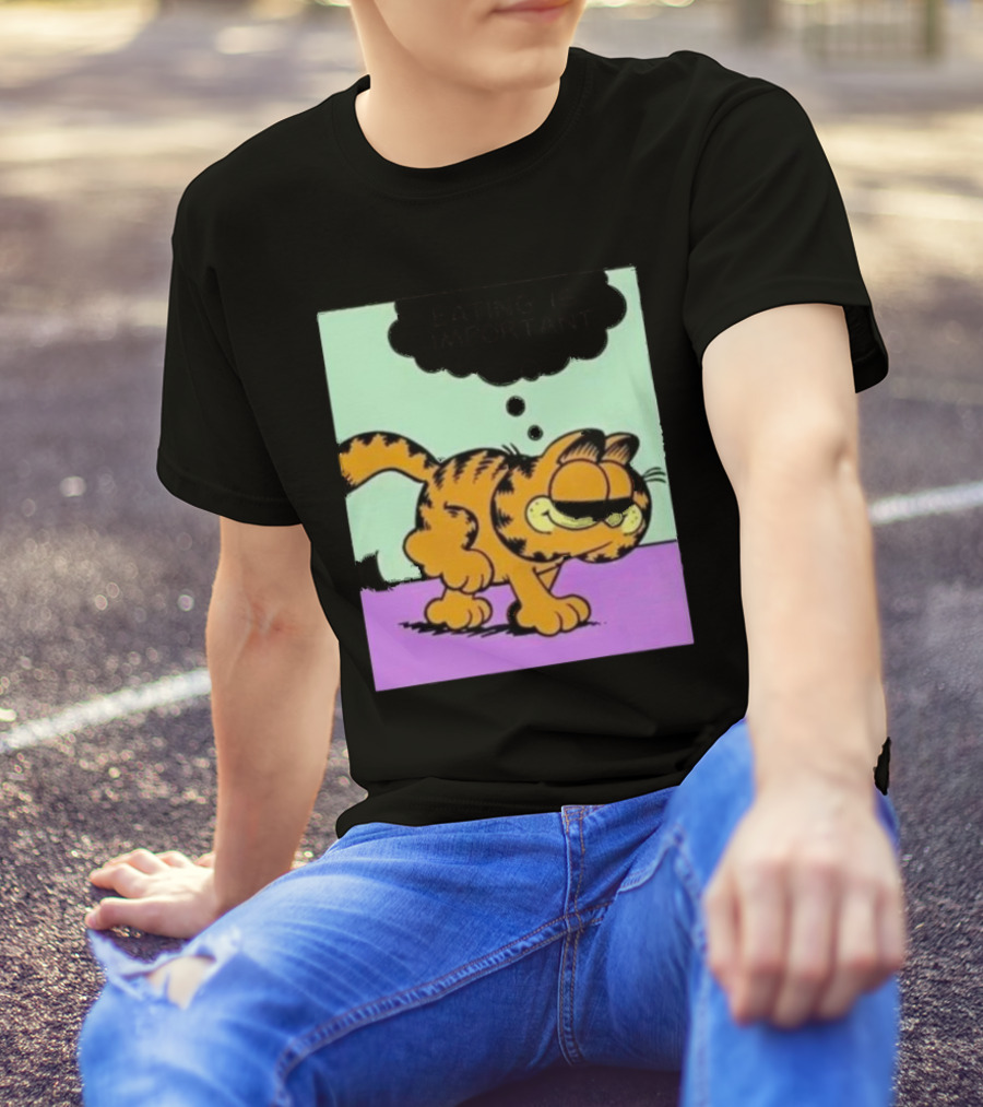 Garfield Eating Is Important Cartoon Character Comic Strip Image T-Shirt