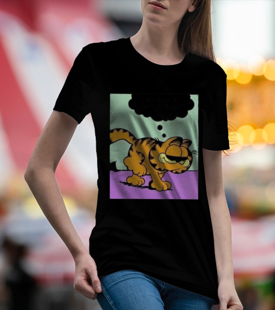 Garfield Eating Is Important Cartoon Character Comic Strip Image T-Shirt