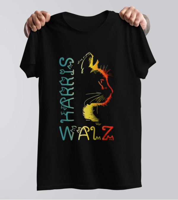 Harris Walz Cat Lettering 2024 Kamala Positive T-Shirt