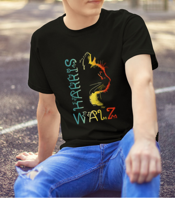 Harris Walz Cat Lettering 2024 Kamala Positive T-Shirt