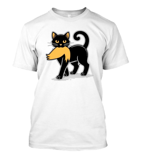Cat Ladies For Kamala Harris Donald Trump 2024 Sarcastic Vintage Black Cat With Orange Mustache T-Shirt