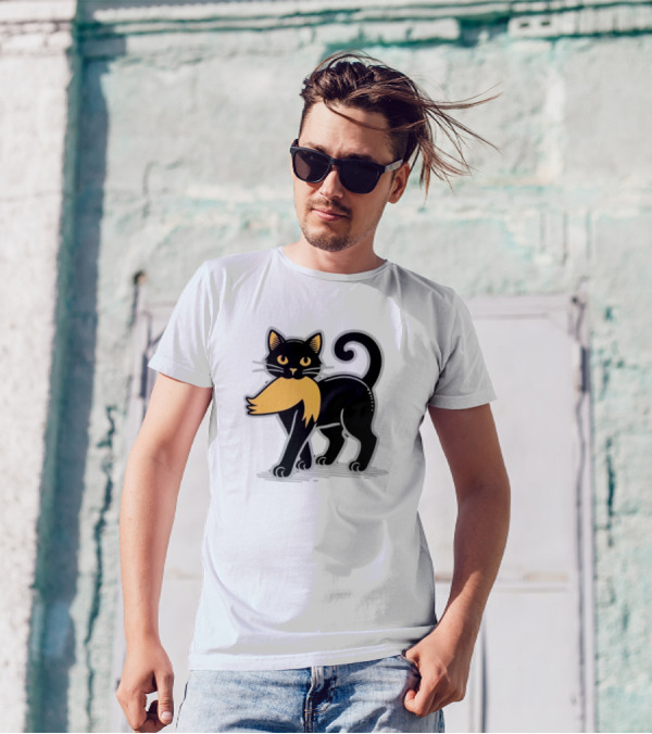 Cat Ladies For Kamala Harris Donald Trump 2024 Sarcastic Vintage Black Cat With Orange Mustache T-Shirt
