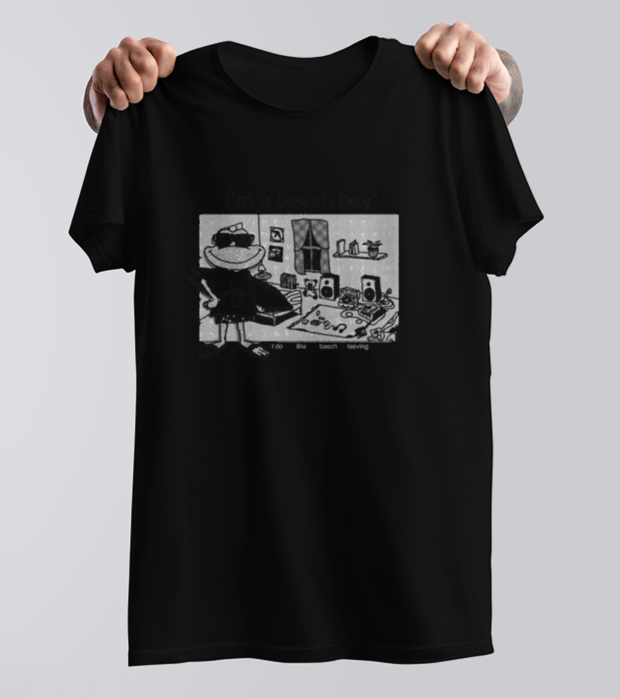 I’m A Beach Boy I Do Not Like The Beach Or Leaving My House Retro Cartoon Bedroom Scene T-Shirt