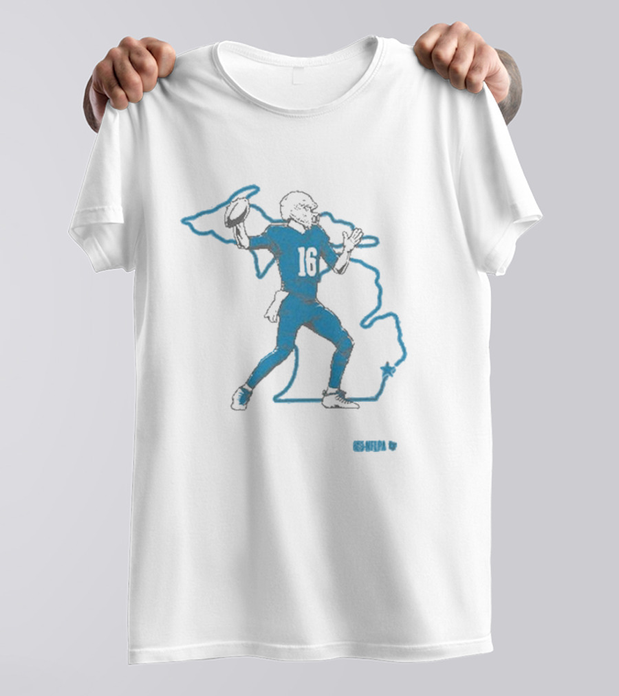 Jared Goff 16 Michigan Outline Football Star T-Shirt