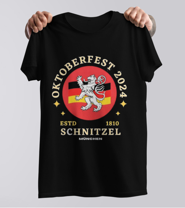 Oktoberfest 2024 Schnitzel München ESTD 1810 German Lion Crest T-Shirt