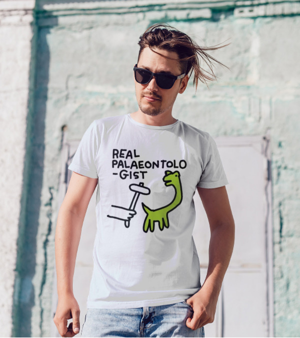 Real Palaeontologist Dinosaur Hammer Green Hand Drawing T-Shirt