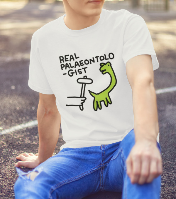 Real Palaeontologist Dinosaur Hammer Green Hand Drawing T-Shirt