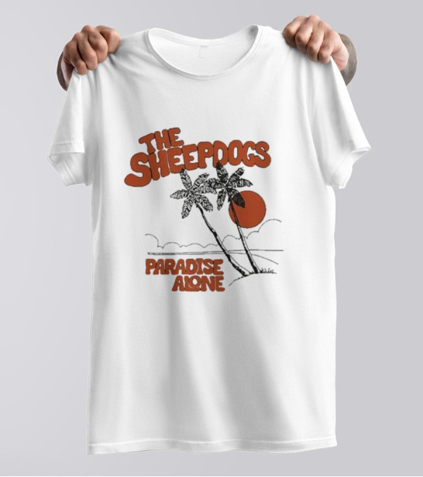 The Sheepdogs Paradise Alone Yellow Sunset Tropical Palms T-Shirt