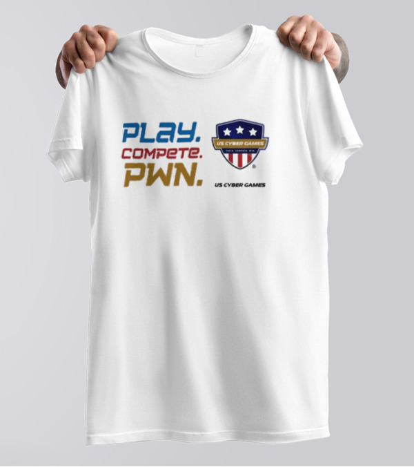 US Cyber Games Play Compete Pwn Stars And Stripes Emblem T-Shirt