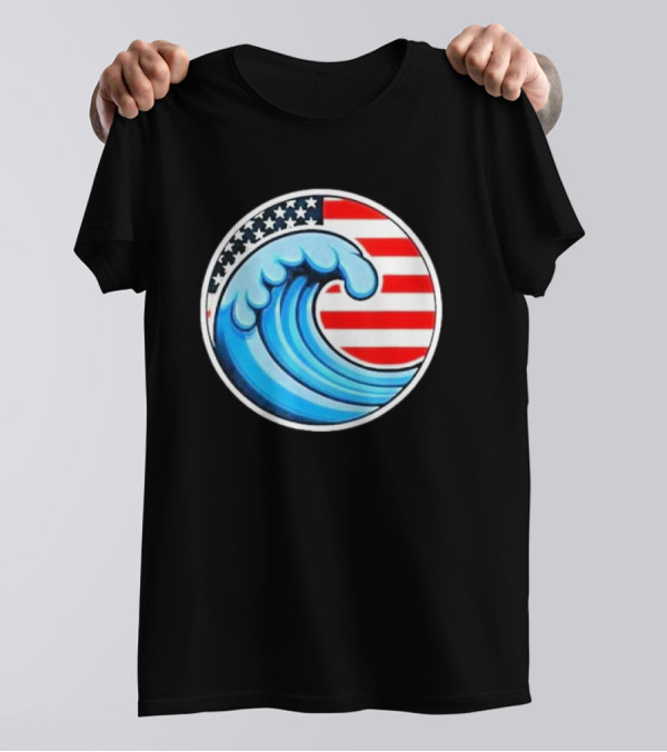 Vote Blue Democrat Election 2024 Blue Wave U.S. Flag Democracy T-Shirt