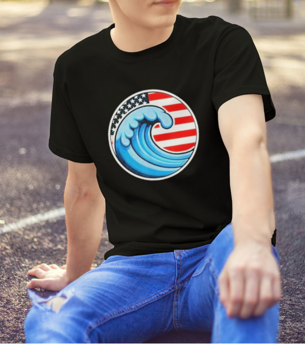 Vote Blue Democrat Election 2024 Blue Wave U.S. Flag Democracy T-Shirt