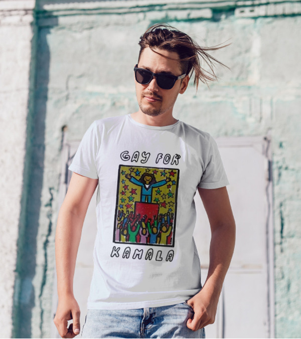Wavey Goods Co Gay For Kamala 90’s Stars Crowd T-Shirt