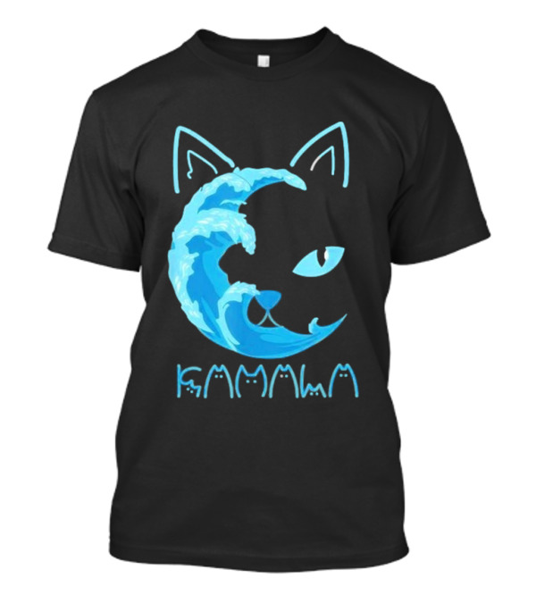 Blue Wave Cat Kamala Typographic Cat Ears T-Shirt