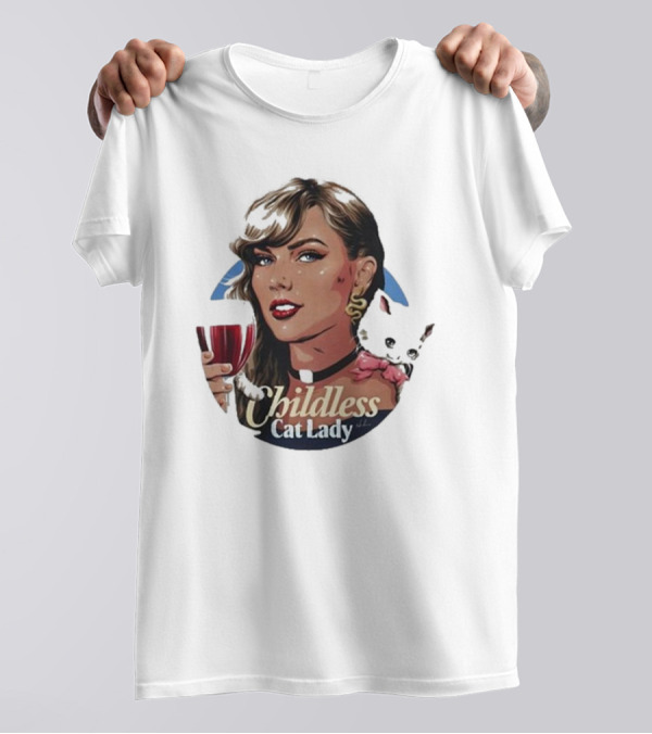 James Hillier Childless Cat Lady Retro Pin-Up T-Shirt