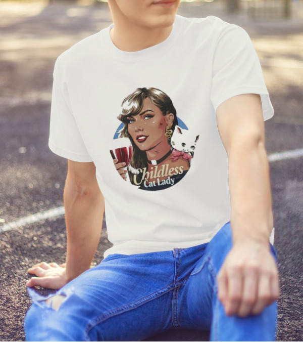 James Hillier Childless Cat Lady Retro Pin-Up T-Shirt