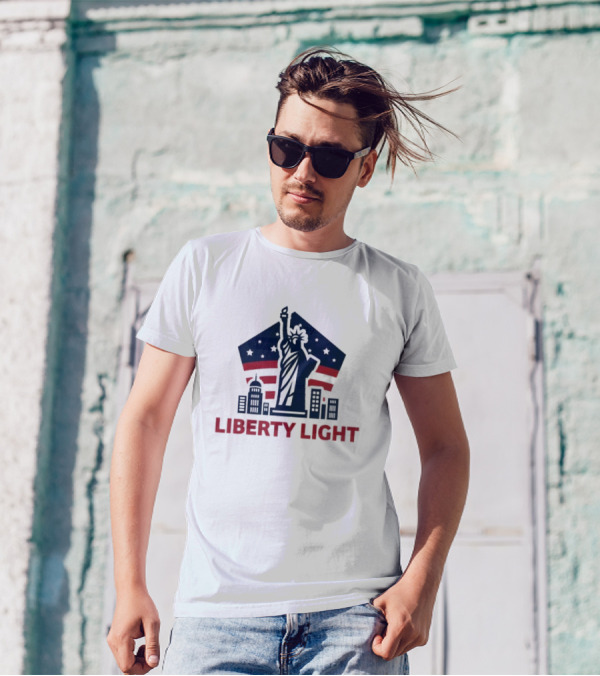 Liberty Light Statue Stars Stripes America T-Shirt