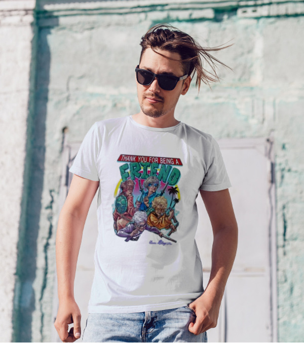 Thank You For Being A Friend Ninja Parody Music Vintage Style Characters T-Shirt