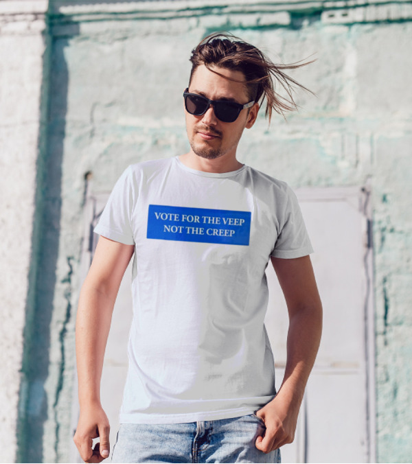 Vote For The Veep Not The Creep Blue Text T-Shirt