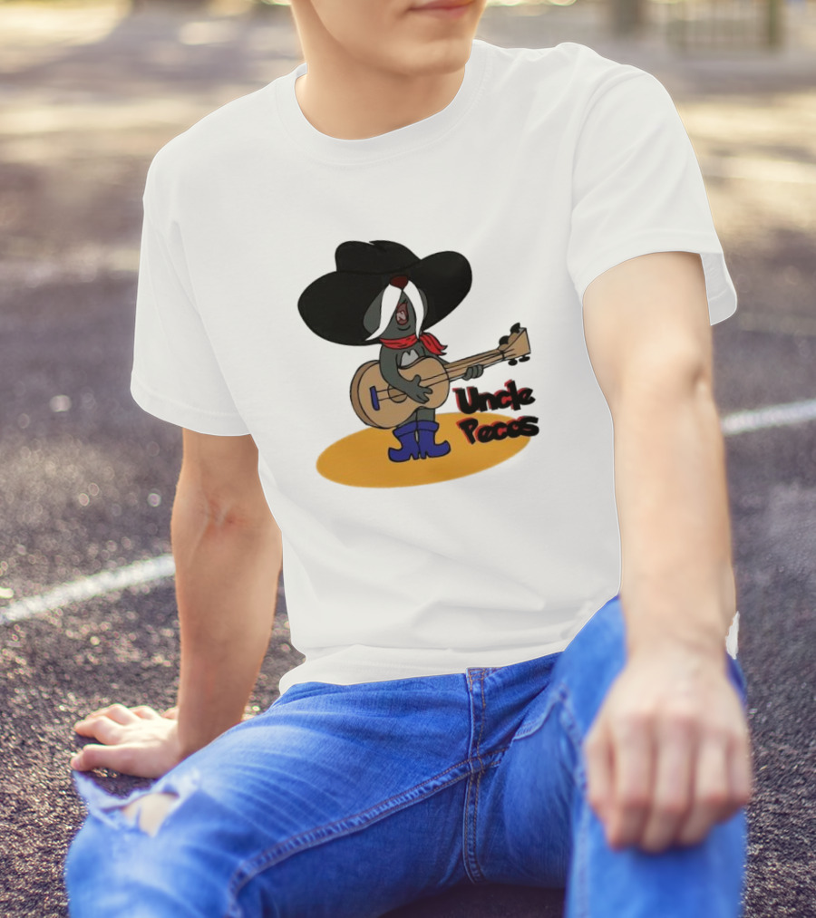 Tom And Jerry Uncle Pecos Playing Guitar With Big Black Hat And Red Scarf T-Shirt