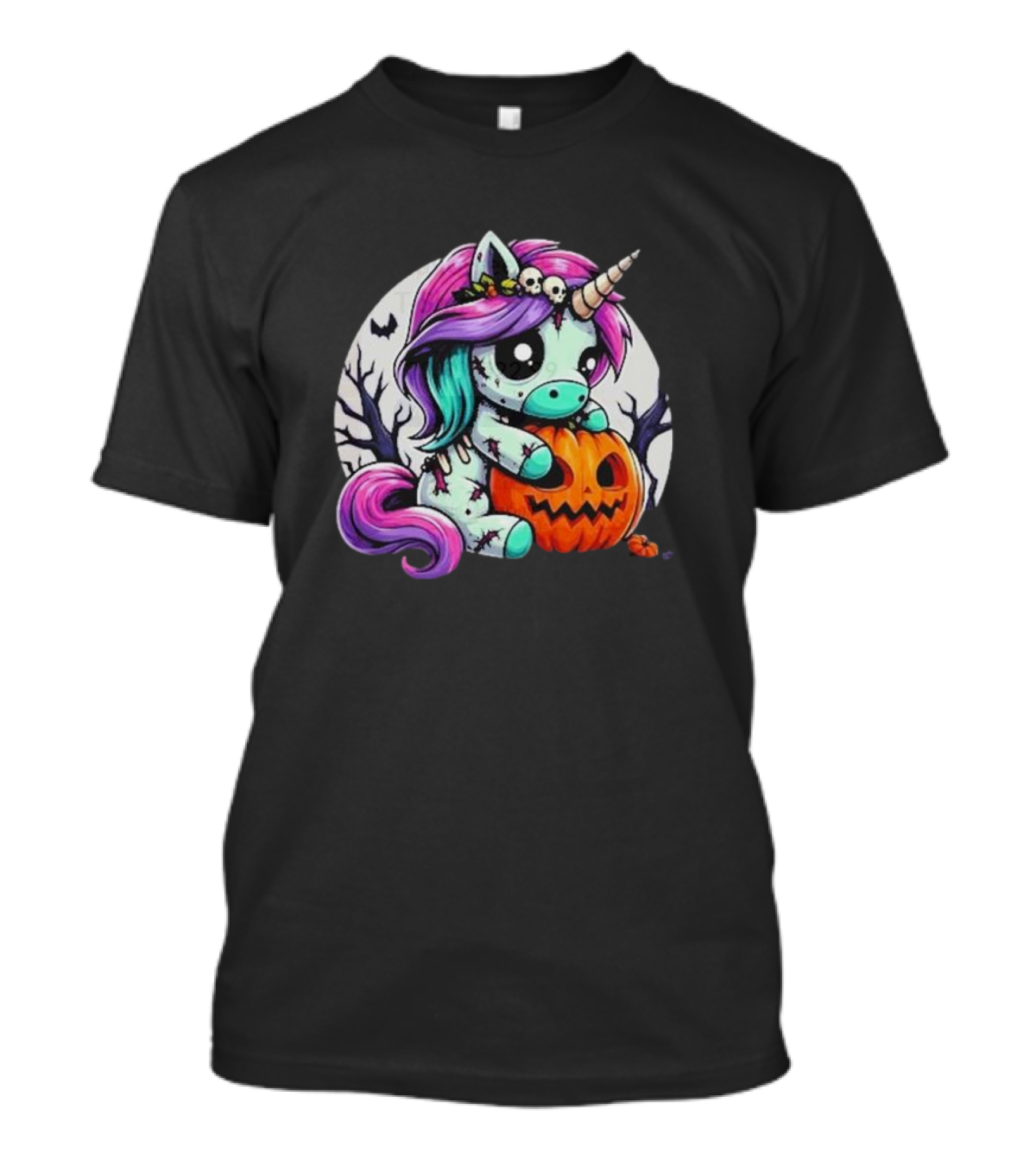 Zombie Unicorn Halloween Cute Punk Rock Gothic Pumpkin T-Shirt