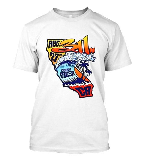 Aug 27 311 Costa Mesa CA Tour Wave Surfboard Palm Trees T-Shirt
