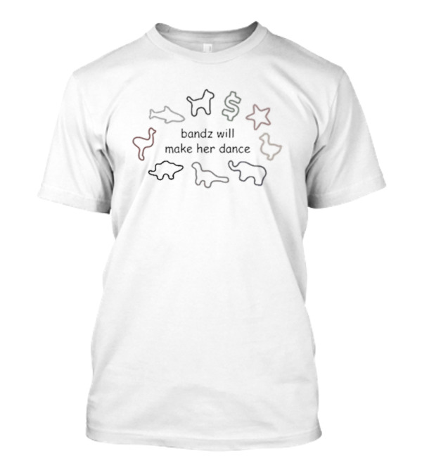 Dishonorable Mentions Bandz Will Make Her Dance Neon Silhouettes Dollar Sign Dinosaur Star Dog Shapes T-Shirt