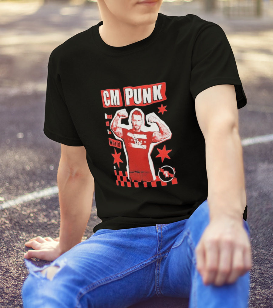 CM Punk Best In The World Red And White Stars T-Shirt
