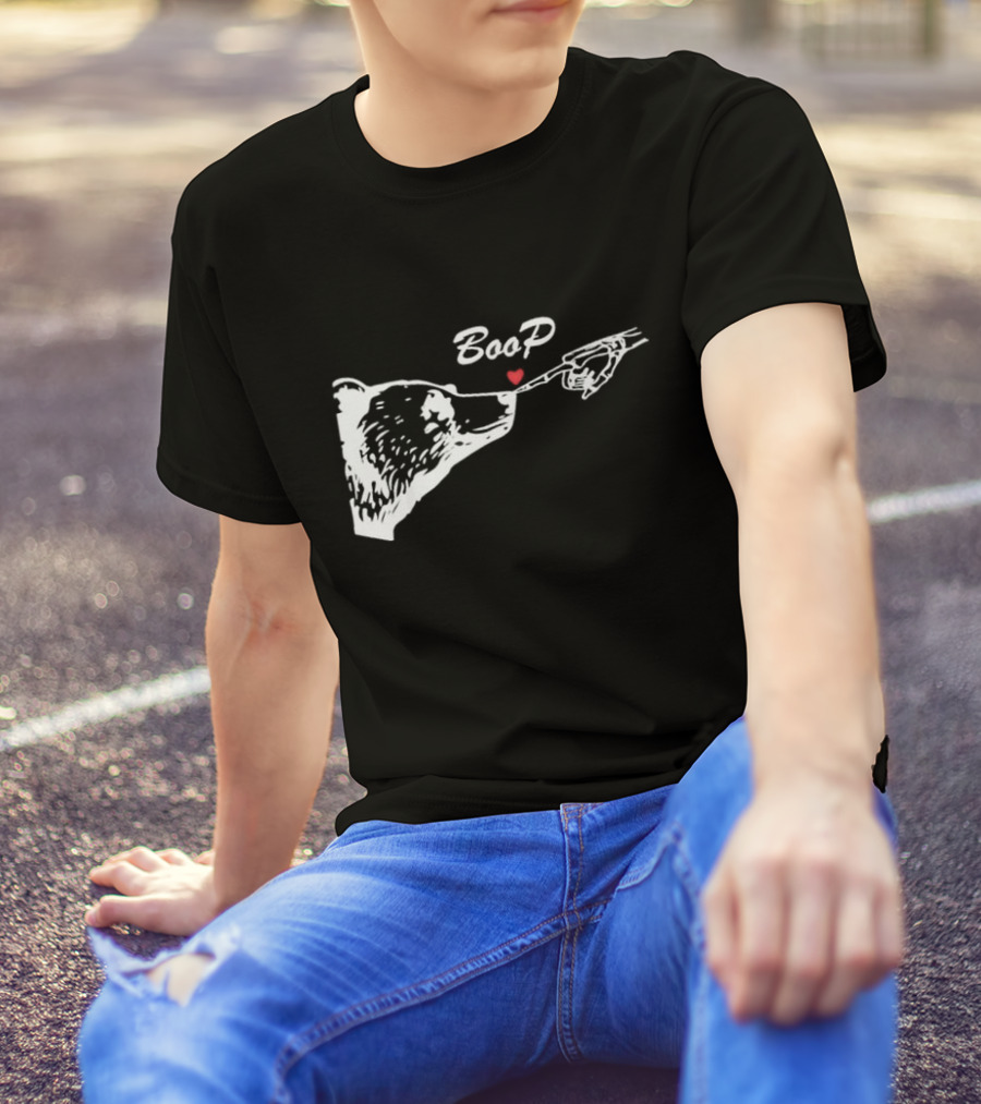 Bear Skeleton Boop Bear Halloween With Heart Touch Boop T-Shirt