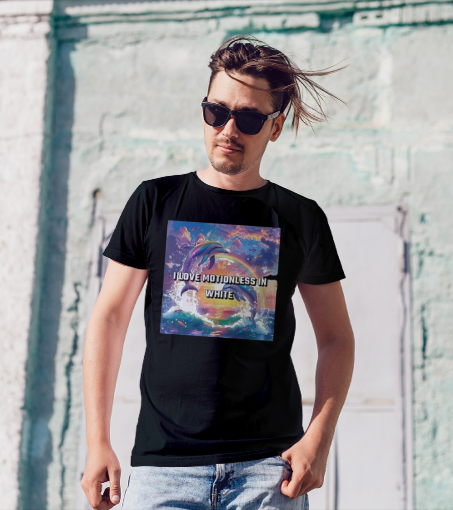 I Love Motionless In White Dolphins And Rainbow Ocean Sunset T-Shirt