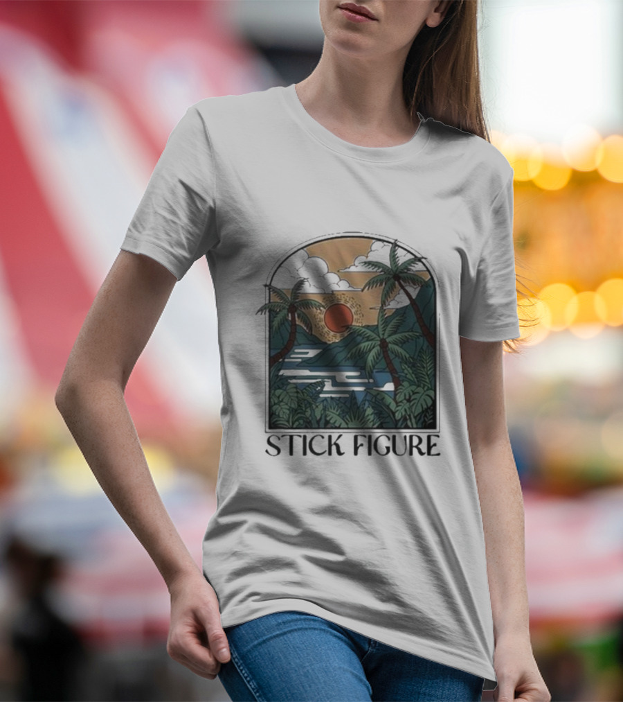 Stick Figure Tropical Sunset Paradise T-Shirt