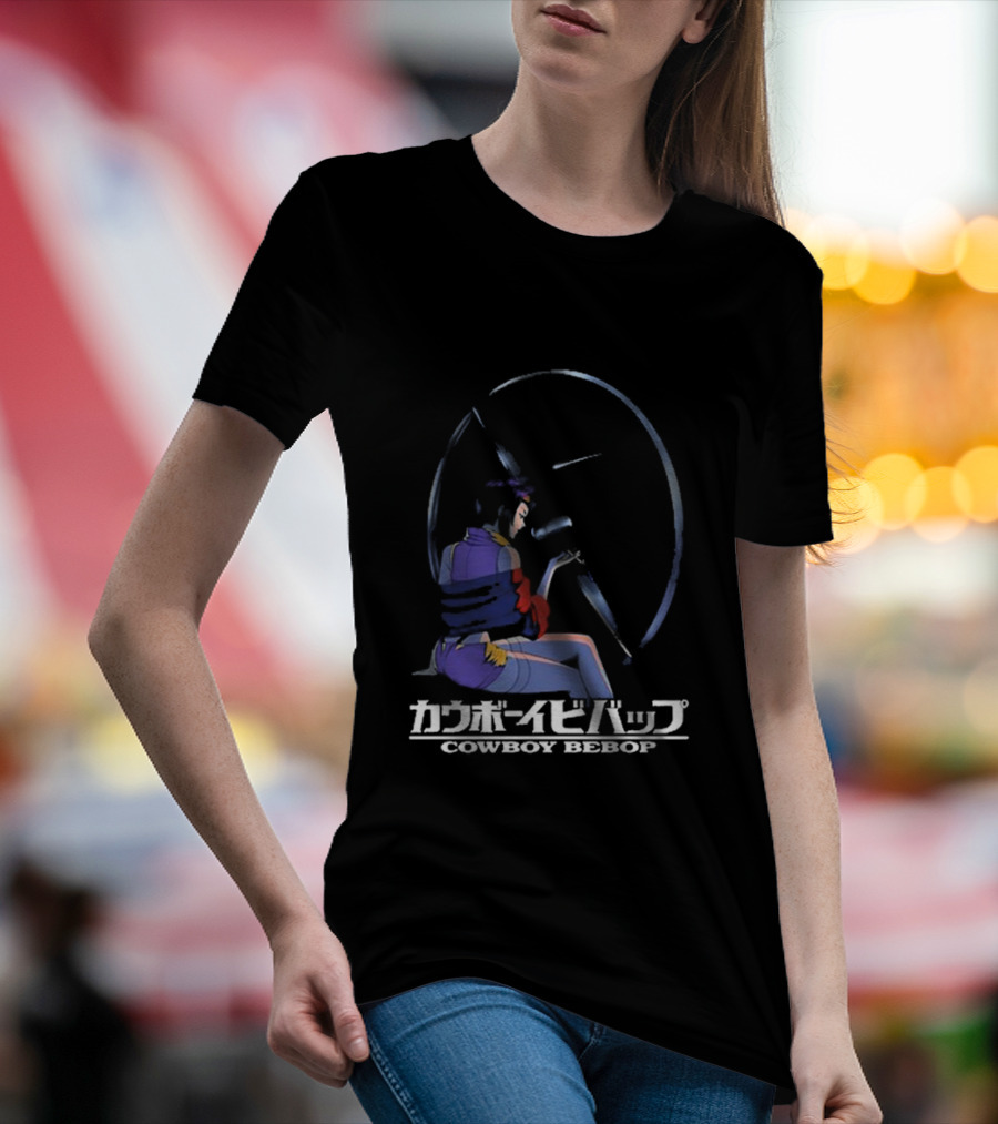 Cowboy Bebop Anime Character Sitting With Reflective Circular Background T-Shirt