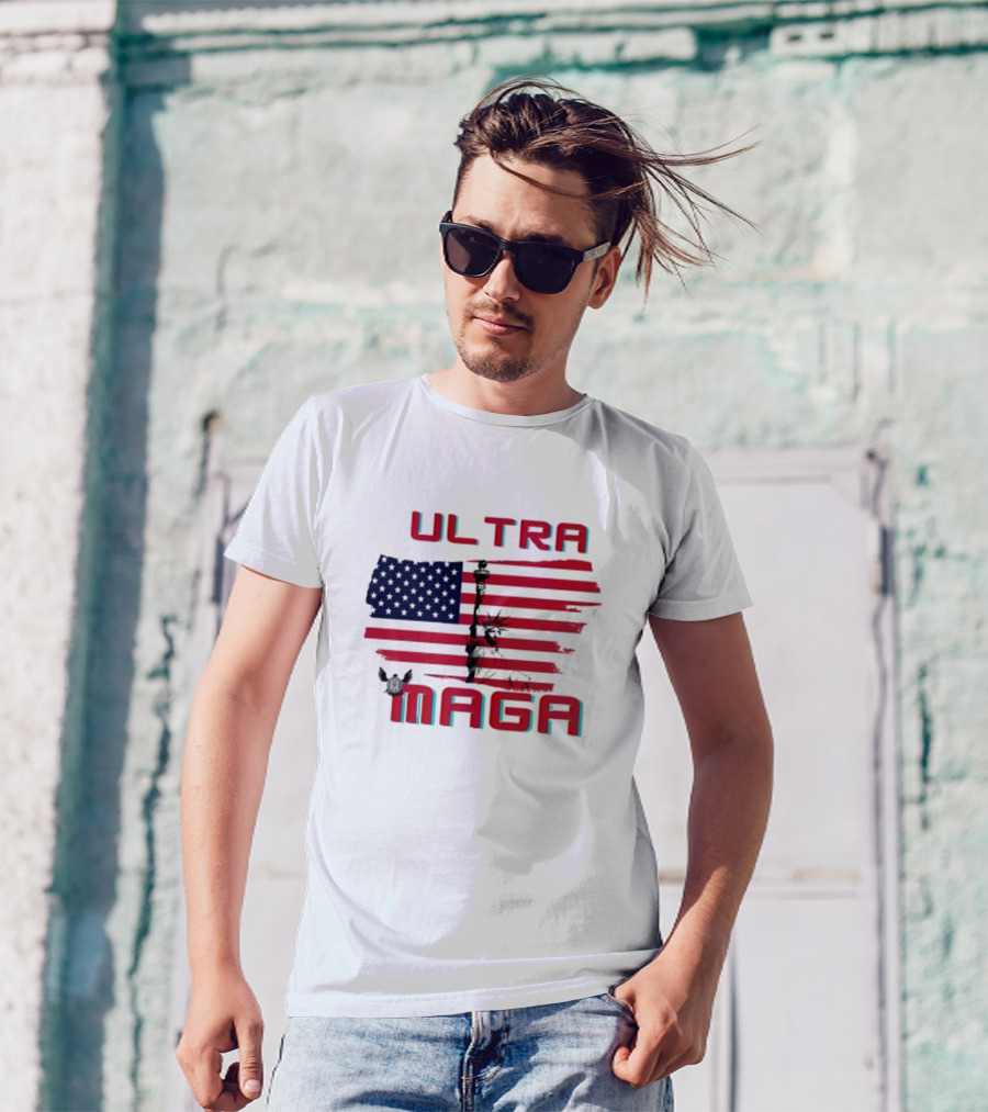 Ultra Maga American Flag With Statue Of Liberty And Eagle T-Shirt