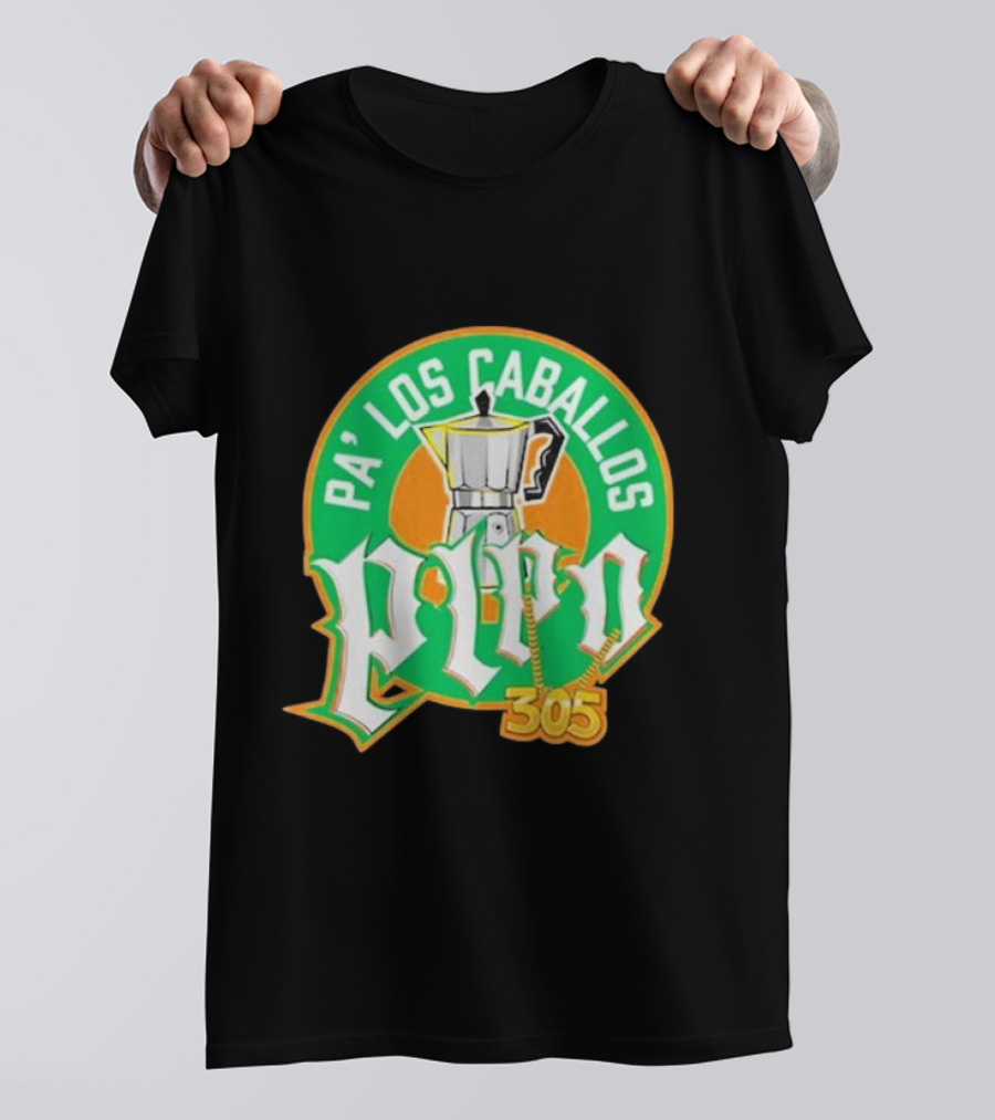 Lebatardaf Pipo Cafecito Pa’ Los Caballos 305 Moka Pot Logo Iconic Miami Culture T-Shirt