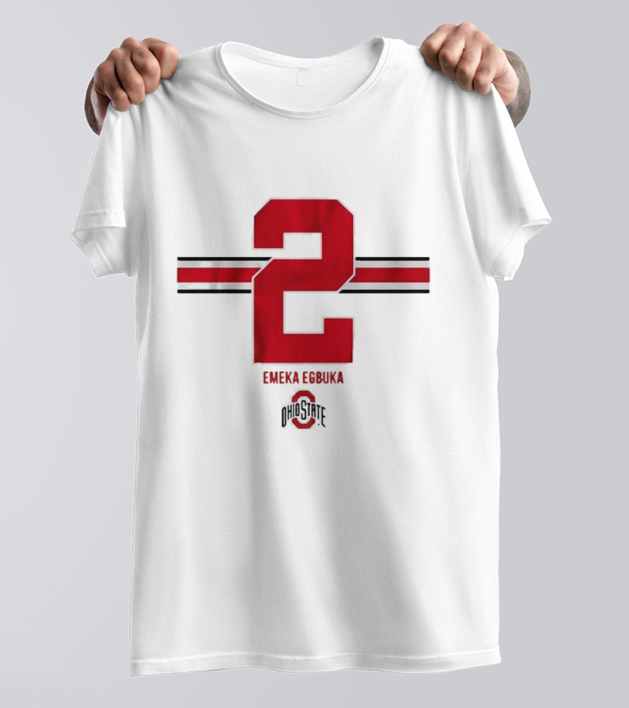 Emeka Egbuka Ohio State Football Number 2 Red Stripe T-Shirt