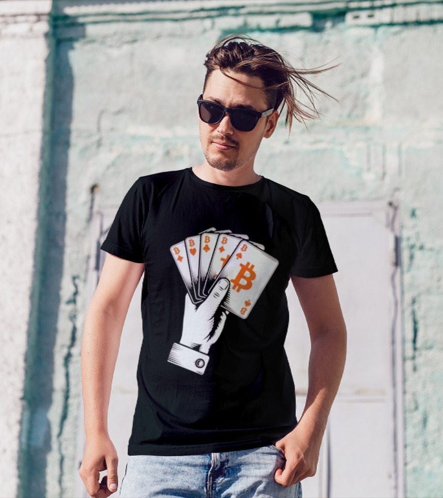 Bitcoin Royal Flush Playing Cards T-Shirt