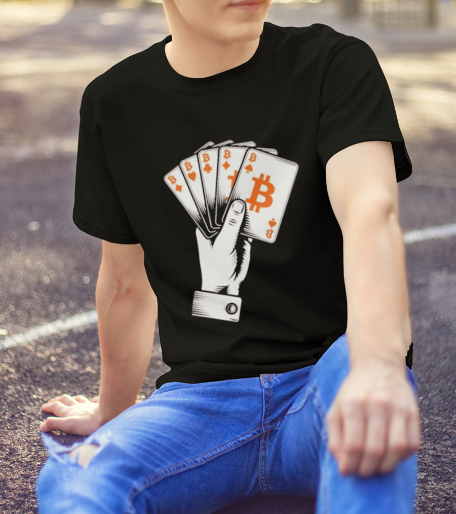 Bitcoin Royal Flush Playing Cards T-Shirt