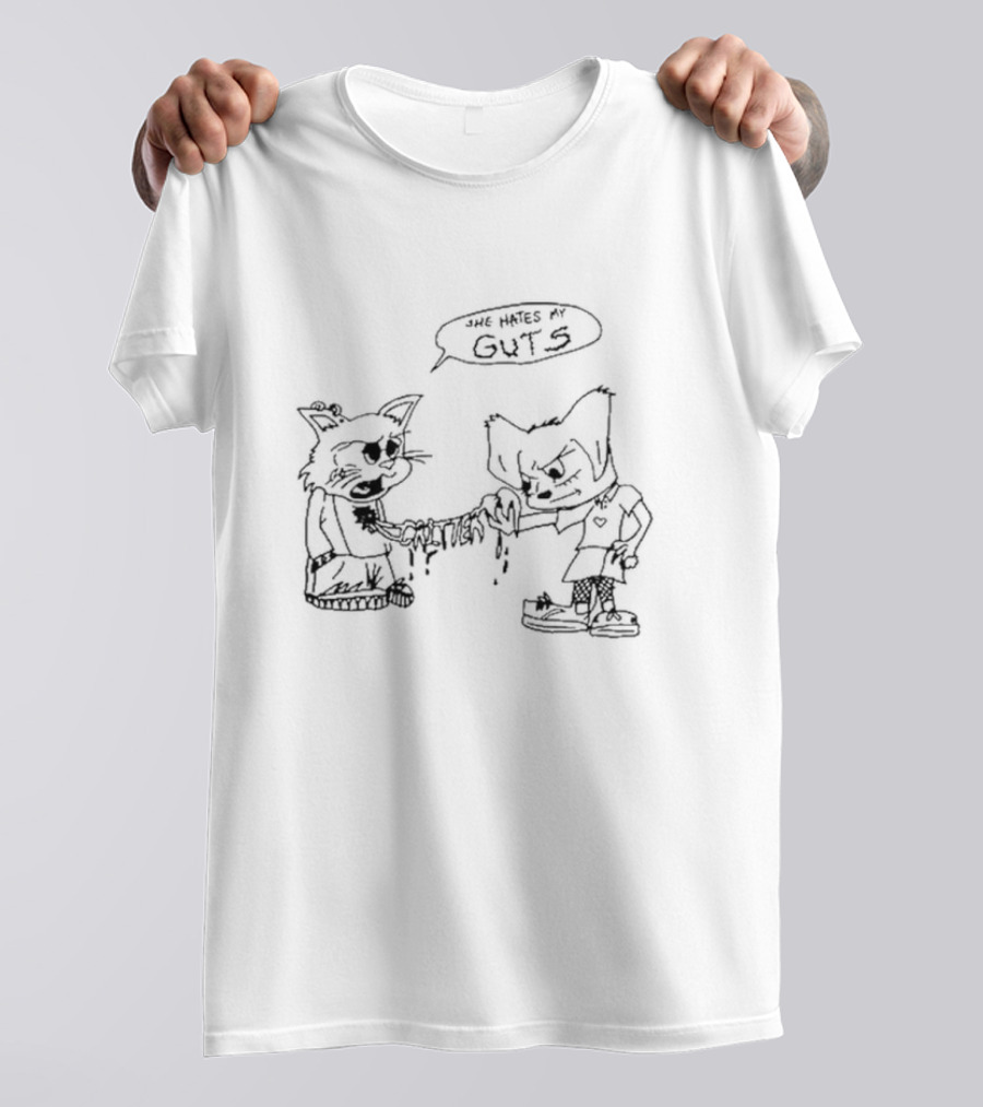 She Hates My Guts Cr1tter Cartoon Characters With Heart And Chain T-Shirt