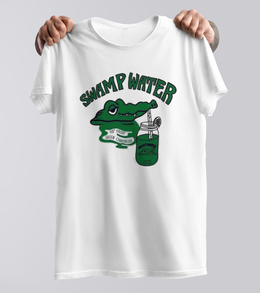 Swamp Water Alligator Green Chartreuse Jar Cartoon T-Shirt