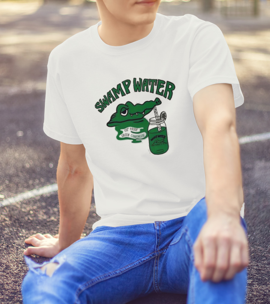 Swamp Water Alligator Green Chartreuse Jar Cartoon T-Shirt