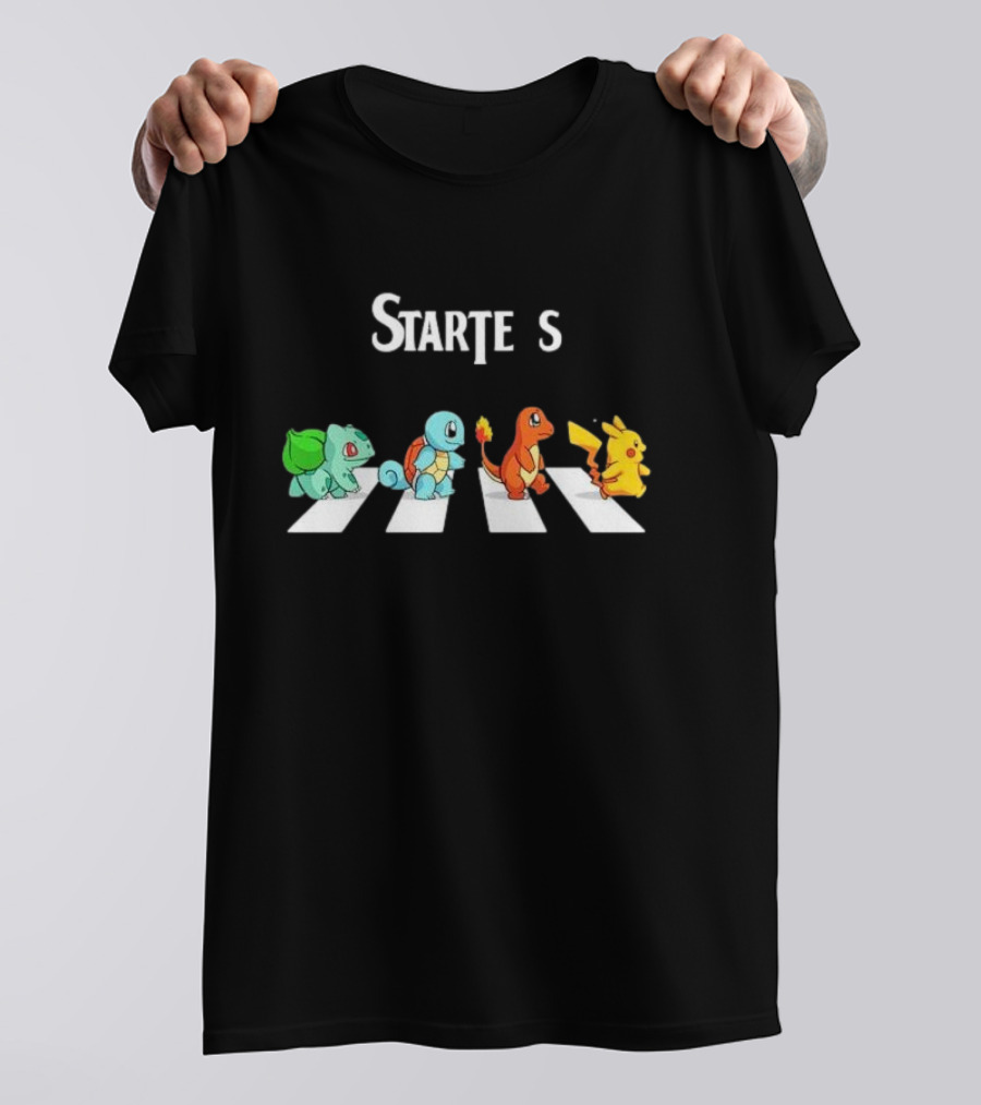 Starters Abbey Road Pikachu Charmander Squirtle Bulbasaur T-Shirt