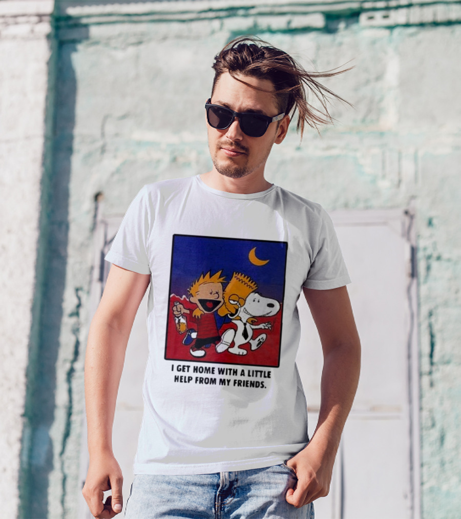 Criminal Simpsons Snoopy And Friends Get Home With A Little Help Under Moon T-Shirt