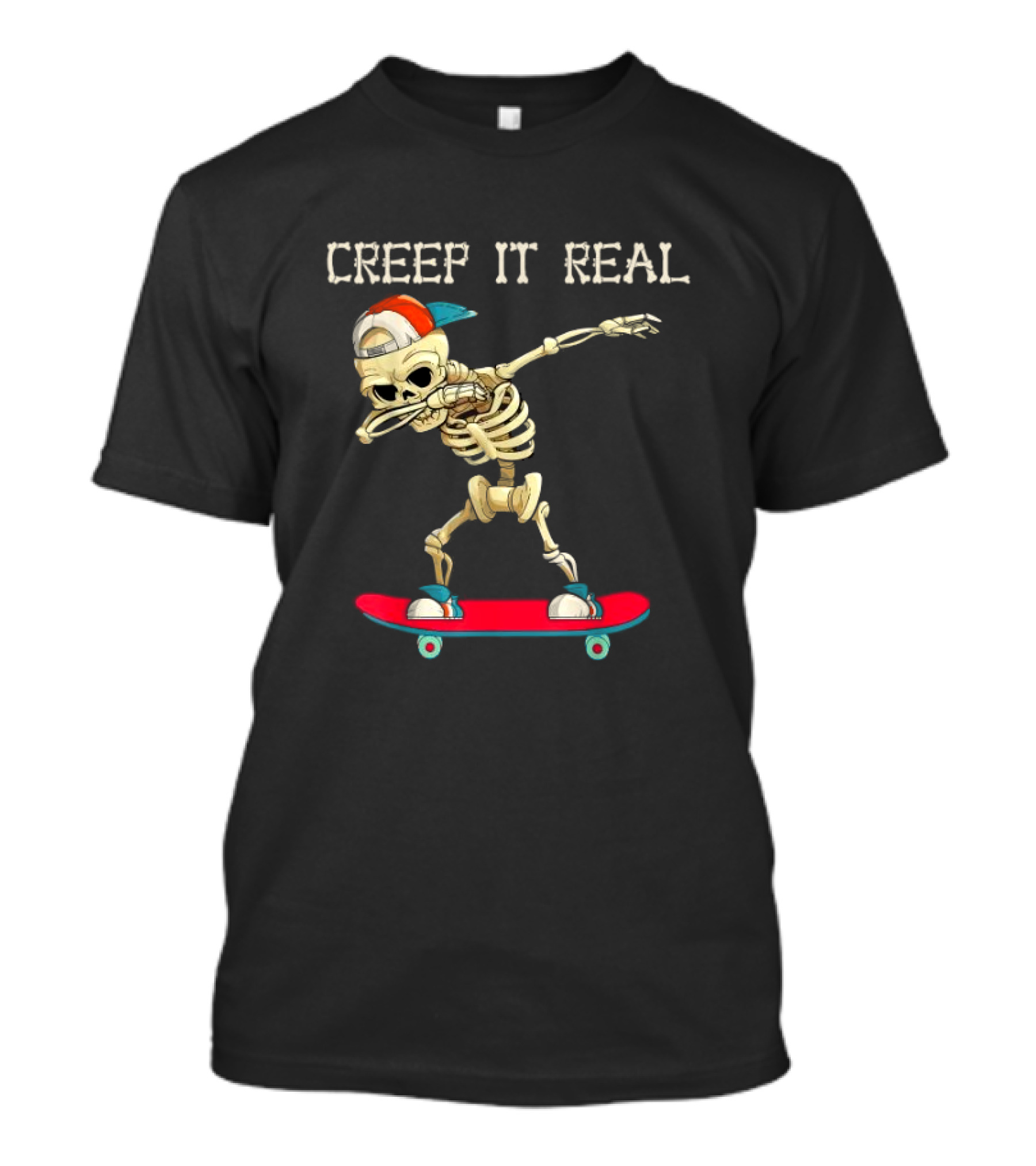 Creep It Real Dabbing Skate Skeleton Halloween T-Shirt
