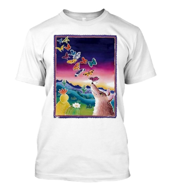 Jimmorris Nature’s Wonders Desert Coyote And Colorful Butterflies T-Shirt