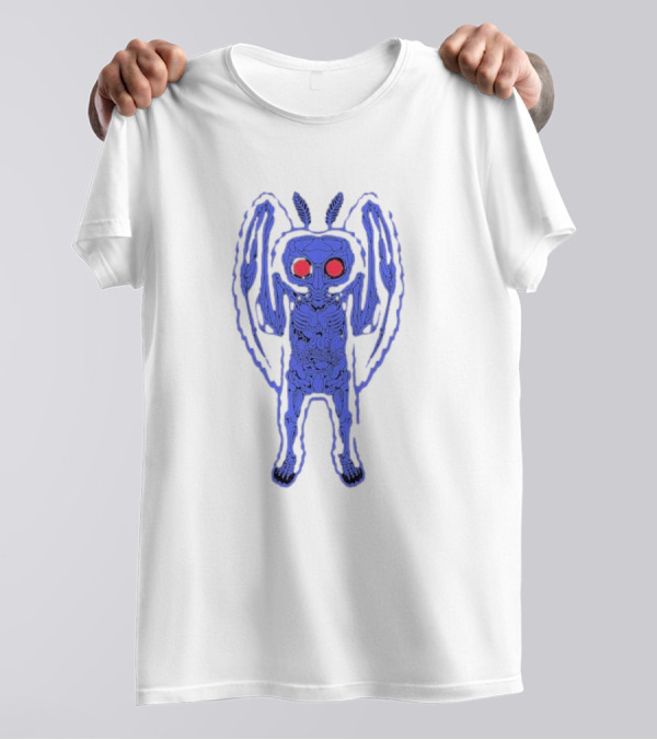 Mothman Anatomy Red-Eyed Skeletal Illustration Drew Wise T-Shirt