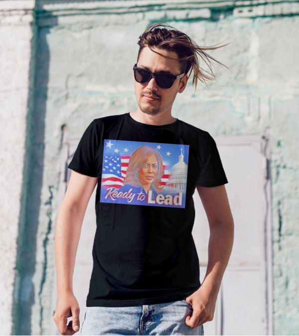 Ready To Lead Kamala Harris American Flag Capitol Building T-Shirt