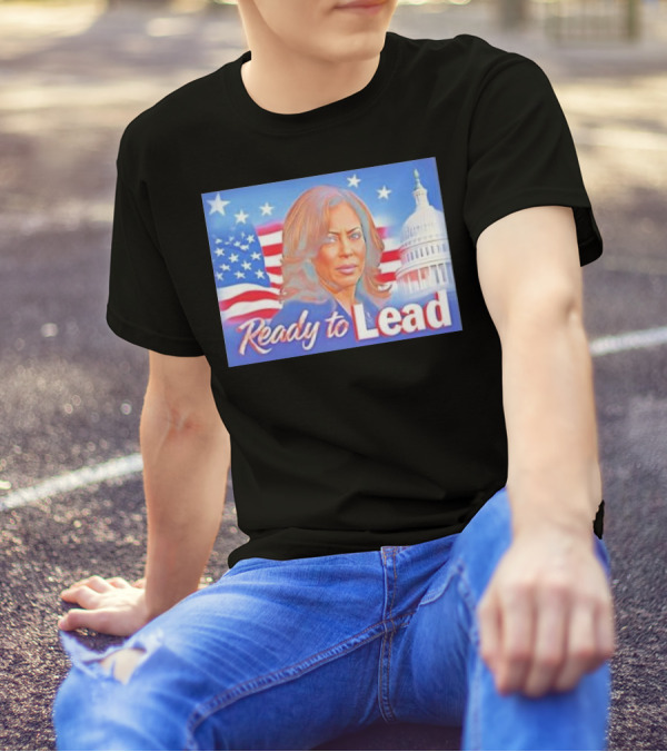 Ready To Lead Kamala Harris American Flag Capitol Building T-Shirt