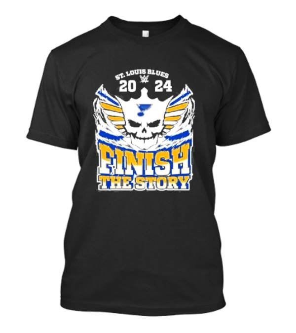St. Louis Blues 2024 Wings Skull Finish The Story T-Shirt