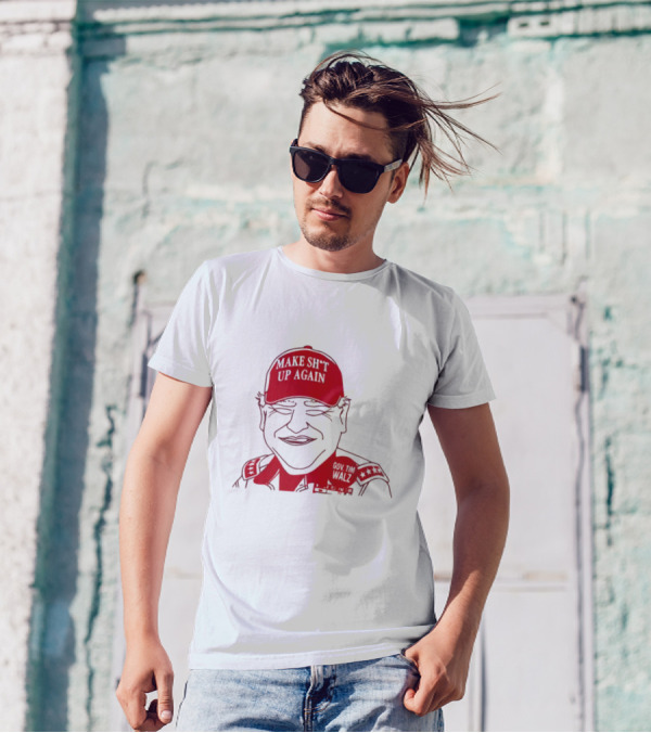 Gov Tim Walz Make Sh*t Up Again Red Cap Drawing T-Shirt