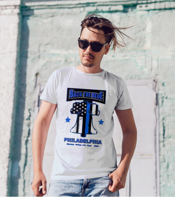 Back The Blue Philadelphia Liberty Bell American Flag Stars Standing Strong With Philly’s Finest T-Shirt